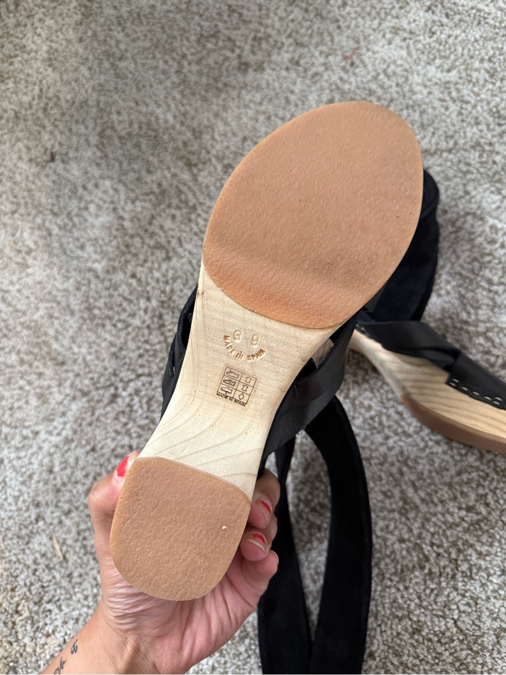 Free People Emmy Wrap Clog Sandals – Black Leather Platform Heels size 39 - Picture 5 of 5